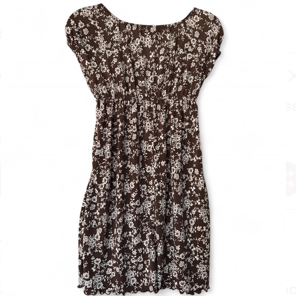 Y2K Babydoll Brown Floral Tunic Top - Picture 2 of 8